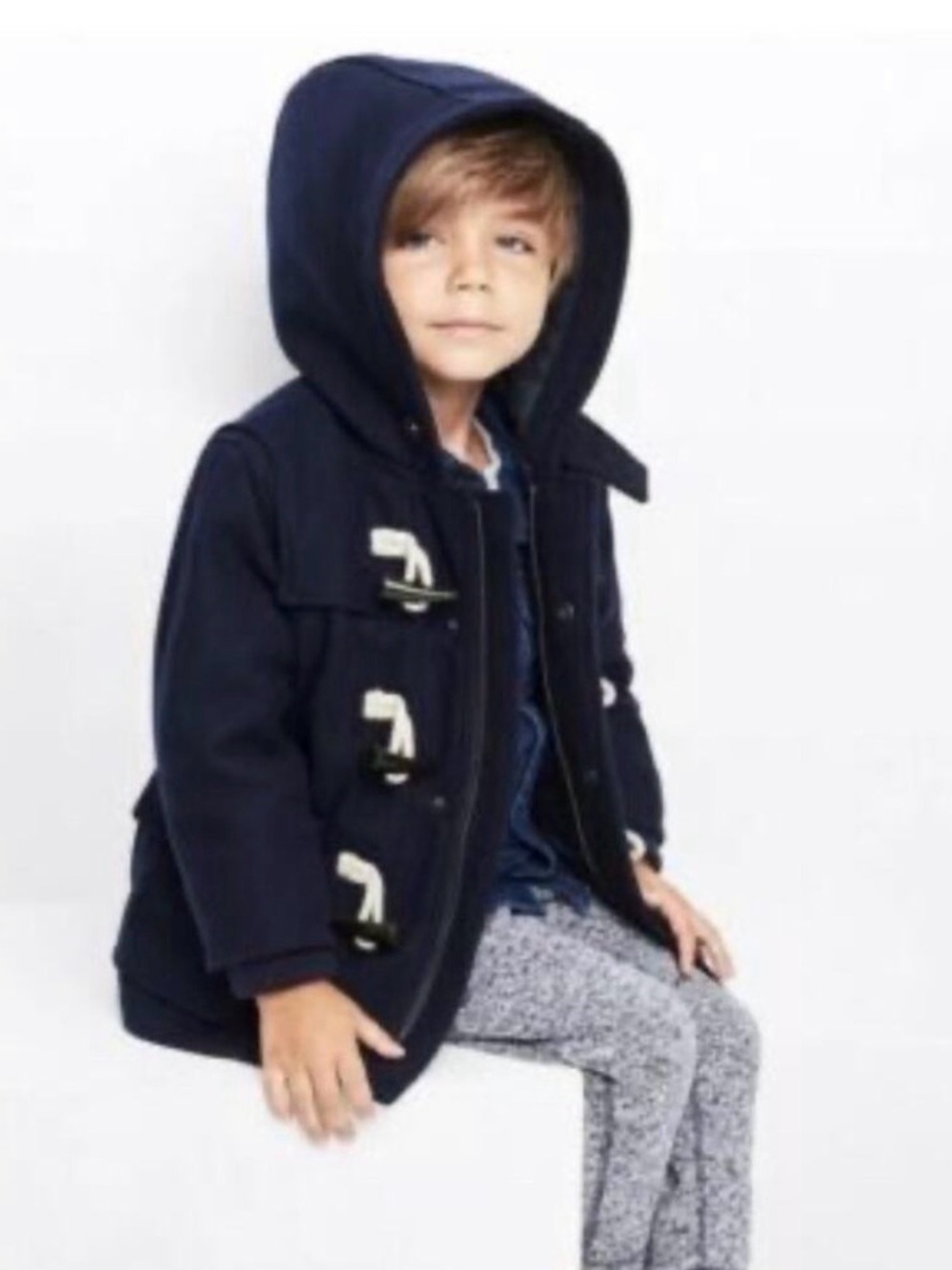 GAP Navy Hooded Duffle Coat with Toggle Closures